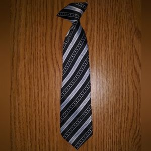 💣2 for$15 Black black and white striped clip-on boys tie - size 2t-4t